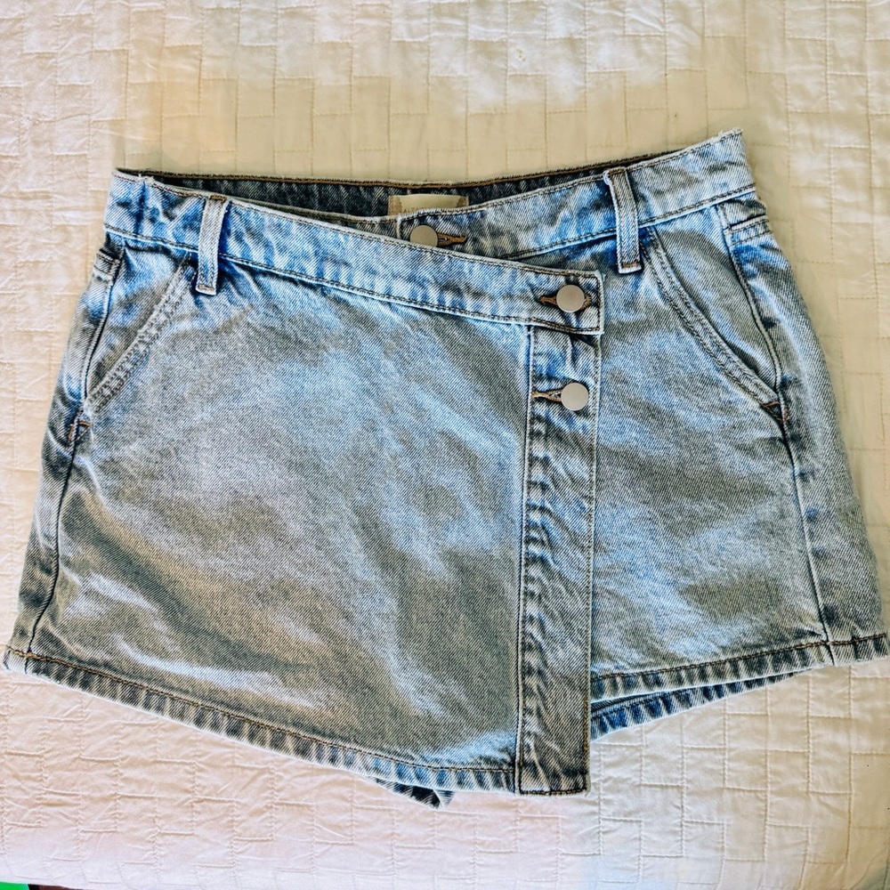 Altar’d State Skort Jean Denim Shorts Skirt